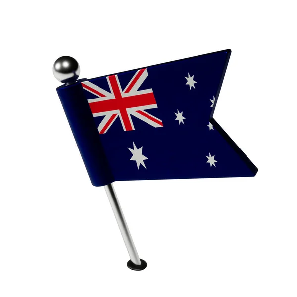 Australská Vlajka Špendlík Tvaru Vlajky Vlajka Nakloněna Doleva Vykreslení — Stock fotografie