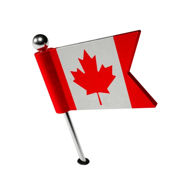 Флаг Канады Штифт Форме Флага Флаг Наклонен Влево Render — стоковое фото