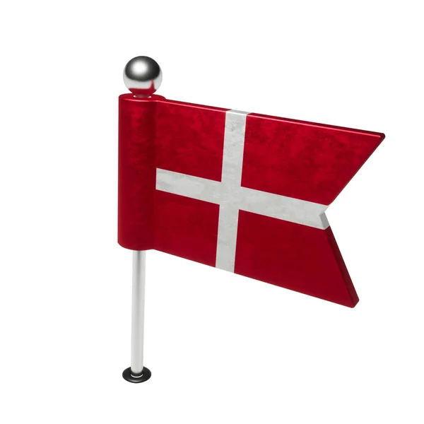 Σημαία Της Δανίας Καρφίτσα Σκάφους Σχήμα Σημαίας Αποτύπωση — Φωτογραφία Αρχείου