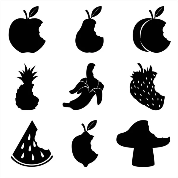 Uppsättning Falska Logotyper Biter Frukt — Stock vektor