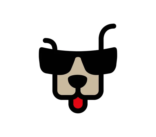 Голова Собаки Червоним Язиком Сонцезахисними Окулярами Простий Лінійний Малюнок Цуценяти — стоковий вектор