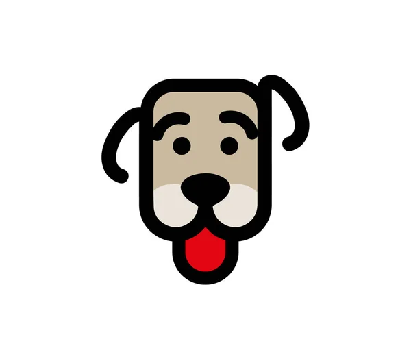 Kırmızı Dilli Köpeğin Başı Yavru Bir Köpeğin Basit Doğrusal Çizimi — Stok Vektör