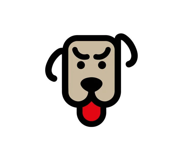 Cabeça Cão Com Língua Vermelha Para Fora Desenho Linear Simples — Vetor de Stock