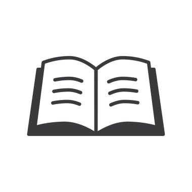 Beyaz arkaplanda kitap simgesi izole edilmiş düz tasarım vektör çizimi.