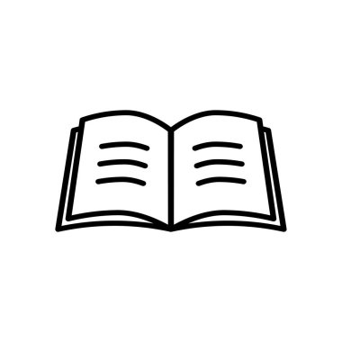 Beyaz arkaplanda kitap simgesi izole edilmiş düz tasarım vektör çizimi.