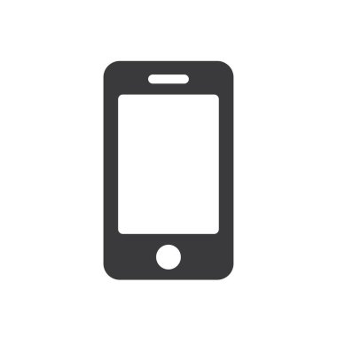 Beyaz arkaplanda cep telefonu simgesi izole edilmiş düz tasarım vektör çizimi.