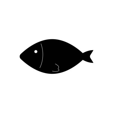 Beyaz arkaplanda balık simgesi izole edilmiş düz tasarım vektör çizimi.
