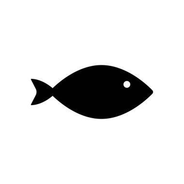 Beyaz arkaplanda balık simgesi izole edilmiş düz tasarım vektör çizimi.