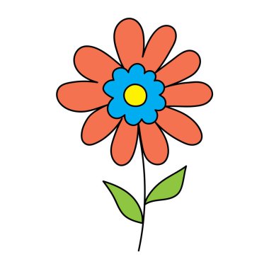 İzole edilmiş düz tasarım vektör illüstrasyonlu güzel çiçek rengi.