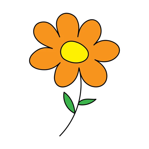 Krásná Roztomilá Barva Květin Listy Izolované Plochý Design Vektor Ilustrace — Stockový vektor