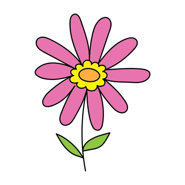 Krásná Roztomilá Barva Květin Listy Izolované Plochý Design Vektor Ilustrace — Stockový vektor