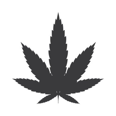 Beyaz arkaplanda kenevir yaprağı simgesi izole edilmiş düz tasarım vektör çizimi.