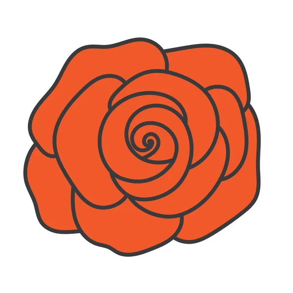 Romántica Flor Rosa Roja Flor Icono Plano Aislado Vector Ilustración — Archivo Imágenes Vectoriales
