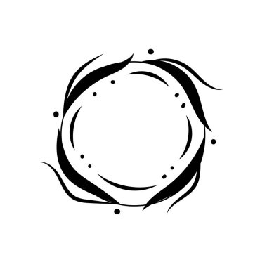 Beyaz arkaplanda sanatsal çiçek desenli yuvarlak çerçeve düz tasarım sanat dekorasyon vektörü çizimi.