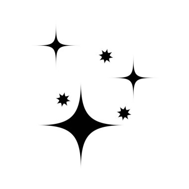 Yıldız ikonu. Parlayan yıldızlar. Parıltı, parıltı. Beyaz arkaplanda vektör illüstrasyonu.