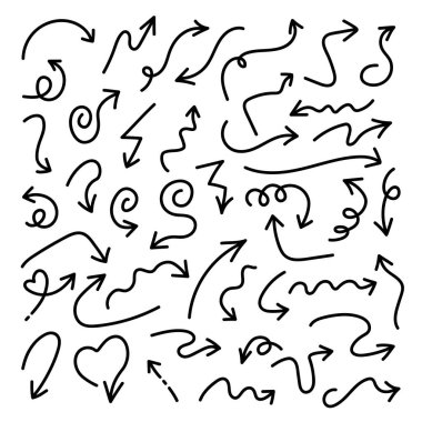 Set of hand-drawn arrows, elements for presentation vector illustration on white background.