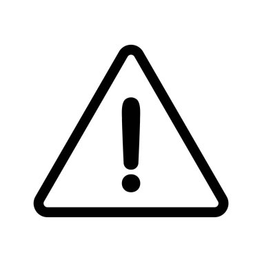 Exclamation mark in triangle outline shape isolated flat design vector illustration on white background.