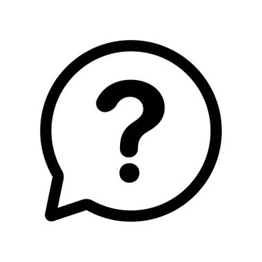 Question mark Icon in outline speech bubble isolated flat design vector illustration on white background.