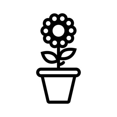 Flower plant pot icon isolated flat design vector illustration on white background.