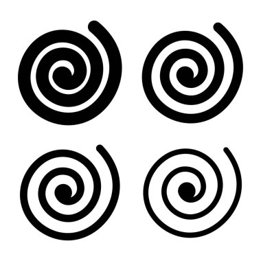 Set of swirl spiral lines icon flat design vector illustration on white background.
