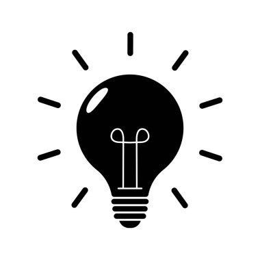 Lamp, idea vector icon. Light bulb with rays shine. Energy and idea symbol. Vector illustration.