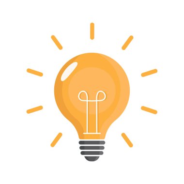 Color lamp, idea vector icon. Light bulb with rays shine. Energy and idea symbol. Vector illustration.