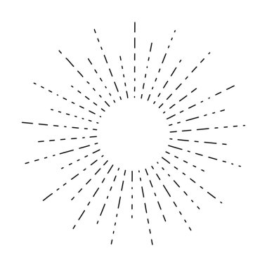 Black sunburst, sun rays, sunbeams design element vector illustration on white background.