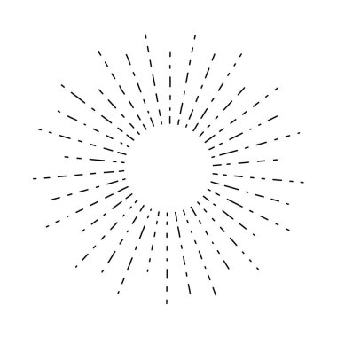 Black sunburst, sun rays, sunbeams design element vector illustration on white background.