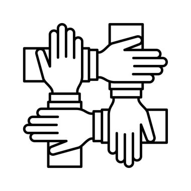 Four hands icon flat design vector illustration on white background.