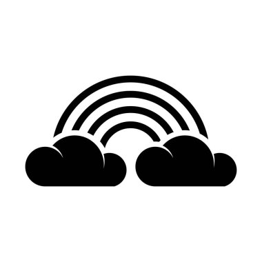 Rainbow with clouds icon isolated flat design vector illustration on white background.