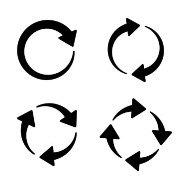 Sets of black circle arrows graphic for website isolated vector illustration on white background.