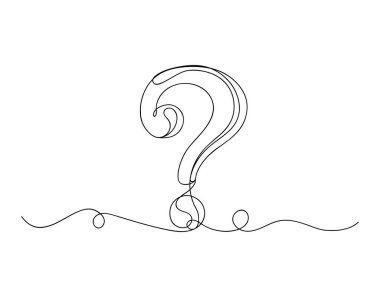 Question mark, one line continuous drawing of a question mark linear background vector illustration on white background.