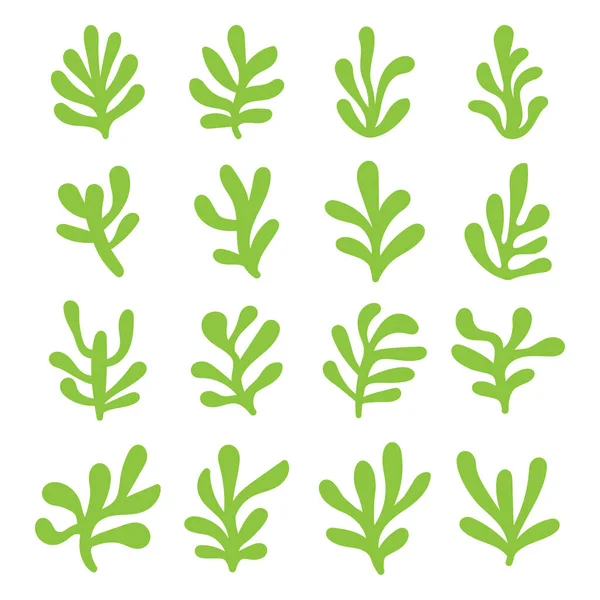 Симпатичный Зеленый Лист Растения Художественное Оформление Вектор Иллюстрации Белом Фоне — стоковый вектор
