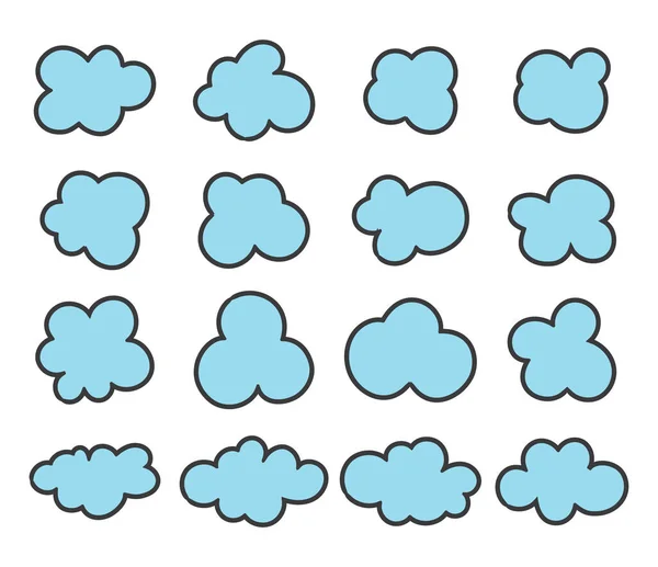 Σύνολο Σύννεφα Doodle Τέχνη Διακόσμηση Διάνυσμα Εικονογράφηση Λευκό Φόντο — Διανυσματικό Αρχείο