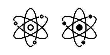 Atom veya proton çekirdeği, bilim teknolojisi, moleküler işaret sembolü beyaz arkaplanda izole edilmiş vektör çizimi.