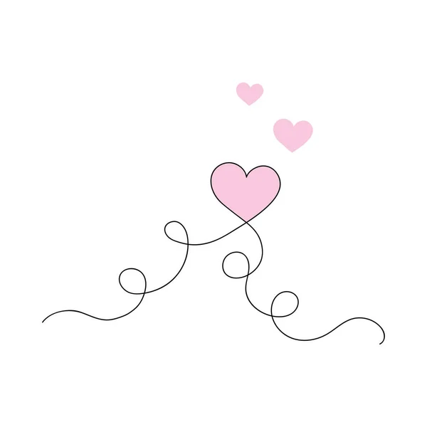 Ästhetische Herzen Kontinuierliche Eine Linie Kunst Zeichnung Valentinstag Konzept Herz — Stockvektor