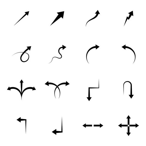 Set Frecce Semplici Illustrazione Vettoriale Colore Nero Sfondo Bianco Progettazione — Vettoriale Stock