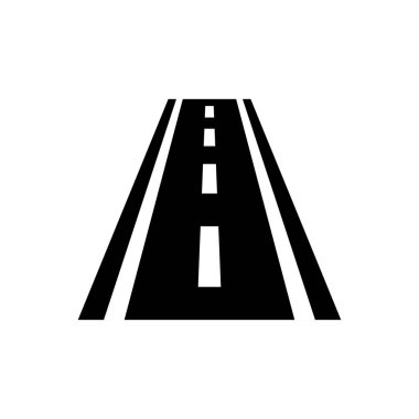 Beyaz arkaplanda siyah yol simgesi izole edilmiş vektör çizimi.