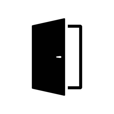 Beyaz arkaplanda basit kapı simgesi izole edilmiş vektör çizimi.