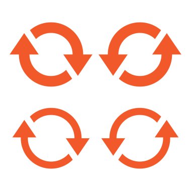 Ok yeniden yükle, tazele, döndür, yönlendir, çevir simge izole edilmiş düz tasarımı beyaz arkaplanda.