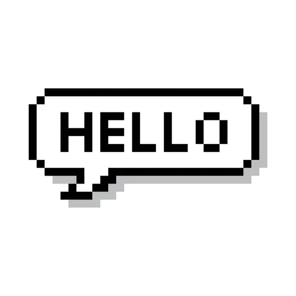 Γεια Σας Στην Ομιλία Φούσκα Bit Pixel Τέχνης Σκιά Λευκό — Διανυσματικό Αρχείο