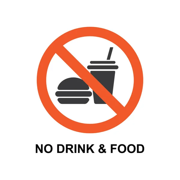 Nenhum Símbolo Permitido Comida Bebida Isolado Fundo Branco Sinal Proibição —  Vetores de Stock