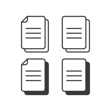 Kağıt simgesi beyaz arkaplanda izole edilmiş vektör illüstrasyonunu ayarladı.