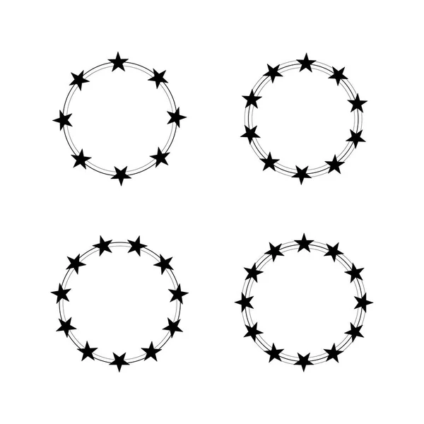 Frame Sterne Kreis Mit Kreislinien Isolierte Vektorillustration Auf Weißem Hintergrund — Stockvektor