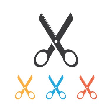 Beyaz arkaplanda makas simgesi izole edilmiş vektör çizimi.