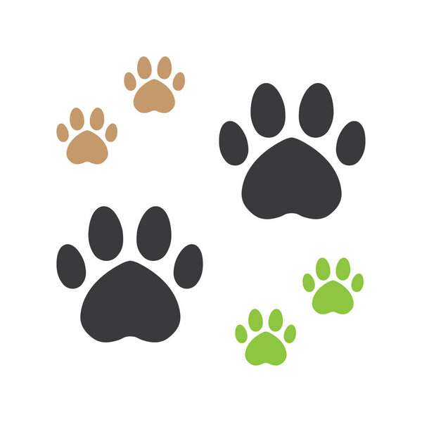 Animal paw print icon set isolated vector illustration on white background.