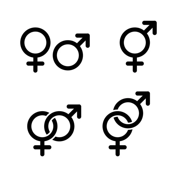 男性と女性のシンボルセット白の背景に絶縁ベクトルイラスト — ストックベクタ