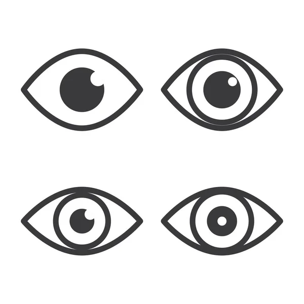 白色背景下的一组眼睛图标符号平面设计孤立矢量图解 — 图库矢量图片