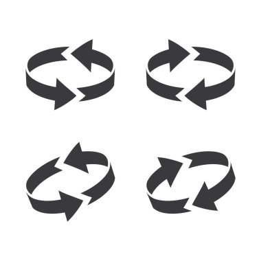 Beyaz arkaplanda döndürme veya dairesel ok simgesi izole edilmiş vektör çizimi.