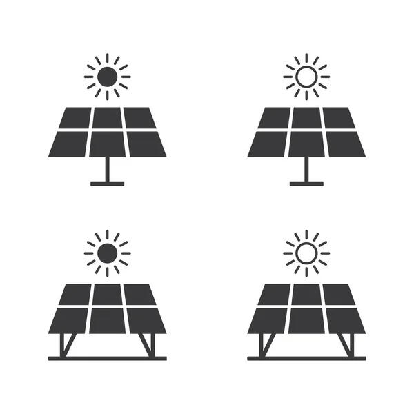 Icona Energia Solare Pannelli Solari Isolati Disegno Piatto Vettoriale Illustrazione — Vettoriale Stock